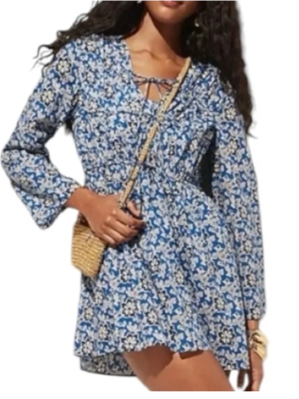 J. Crew Tiered Tie-Front Beach Dress Cobalt Floral Cotton Voile Size Medium